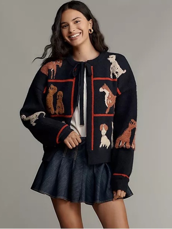 Anthropologie Sweaters - NWT Anthropologie Maeve Dog Tie-Neck Cardigan